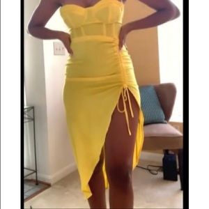 Yellow midi dress